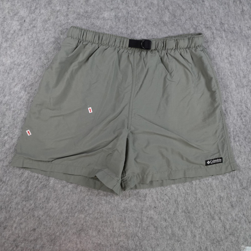 Columbia Shorts Men Medium Green Nylon Belted 5" Pockets Hiking Outdoor